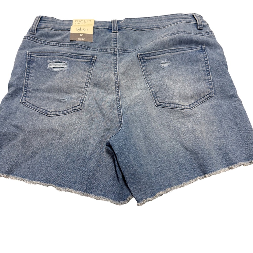 Style & Co. NWT Womens Fray Hem Denim Shorts Distressed Light Wash Size 10 - Picture 3 of 6